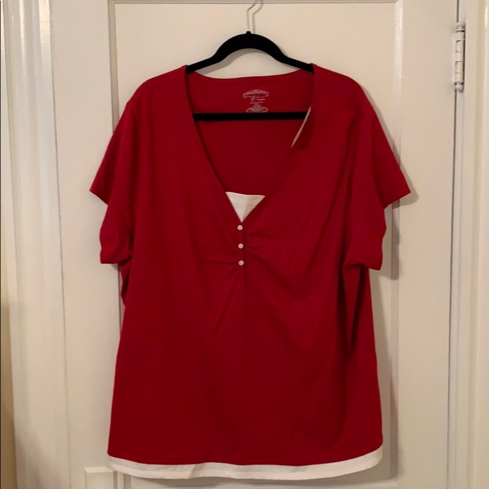 Venezia Lane Bryant NEW RED Shirt 22/24 NWT
